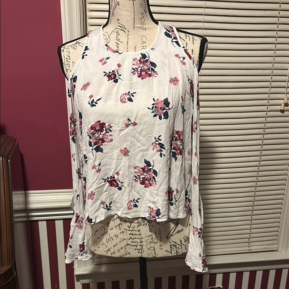 Floral Sleeveless Women's Top - White and Pink